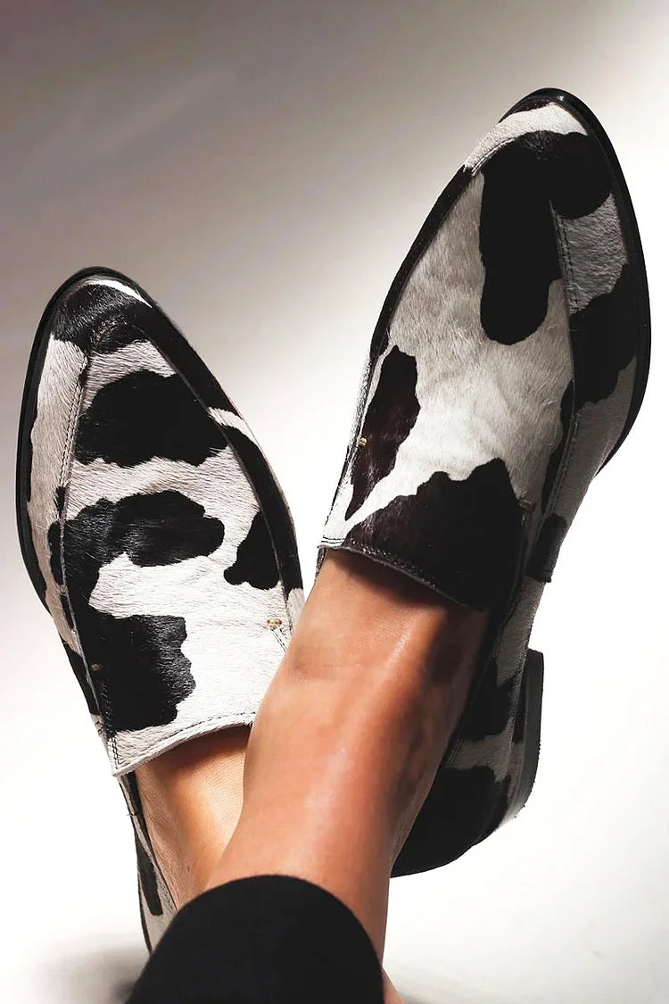 Mocasines Mujer de Piel Punta Redonda Suela Goma Estilo Mule