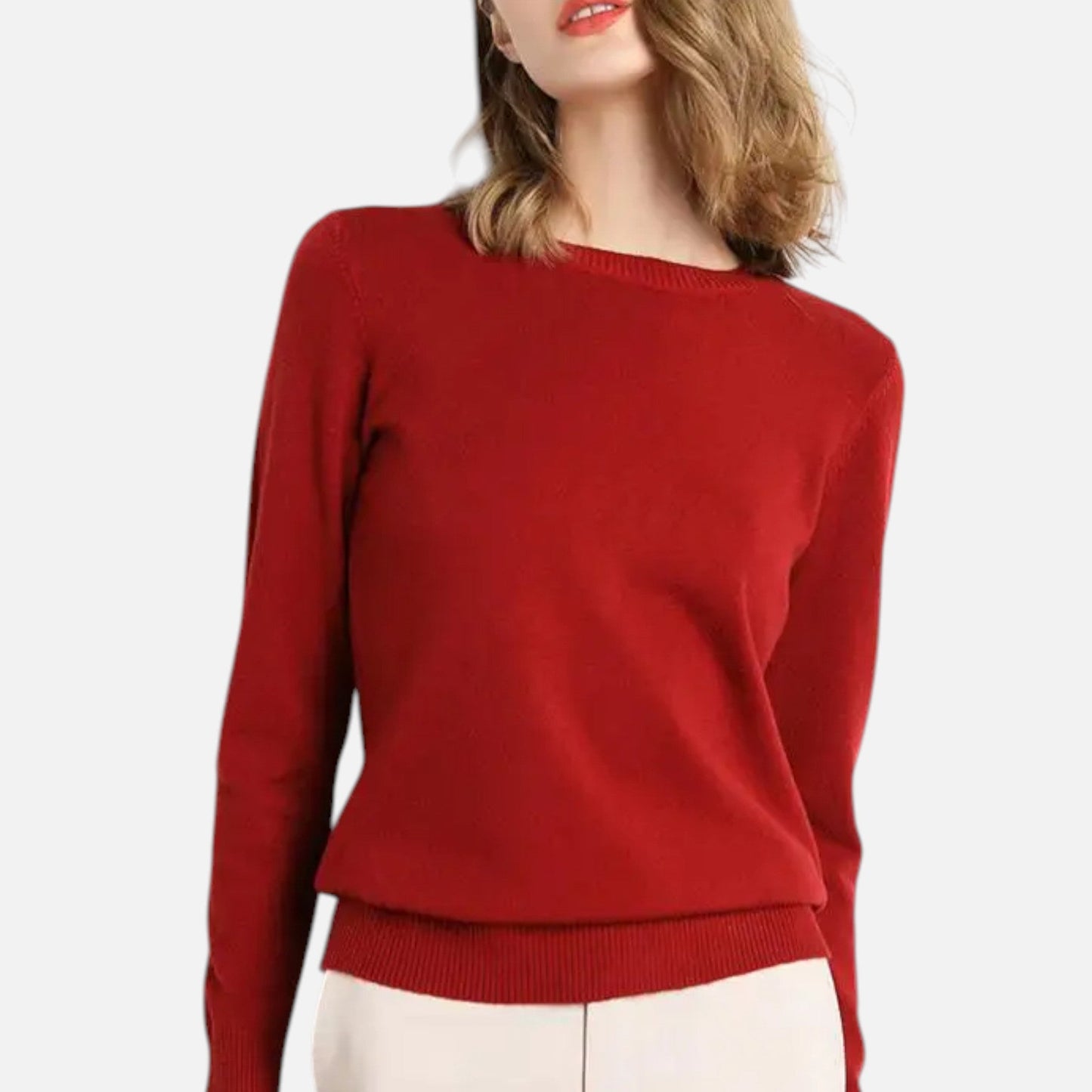 Jersey Mujer Lana Merino Cuello Redondo Ajuste Slim