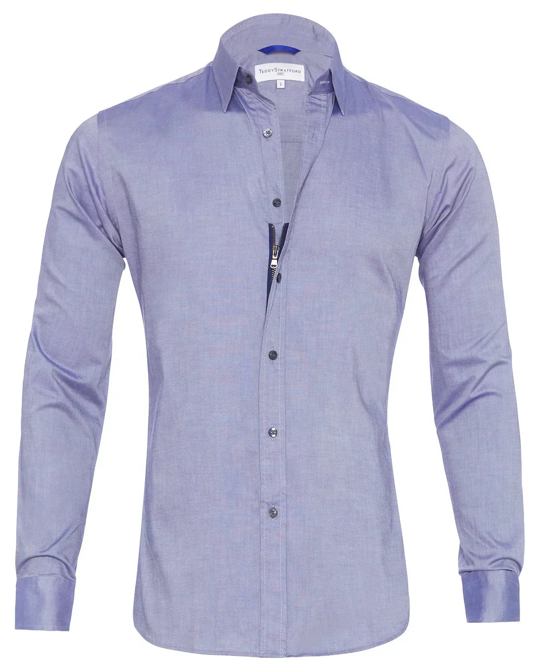 Camisa Hombre Manga Larga Cremallera Cuello Clásico