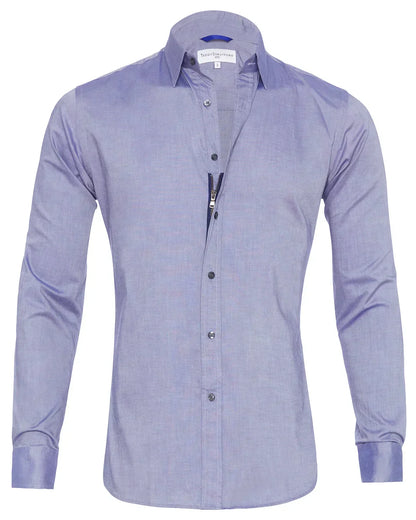 Camisa Hombre Manga Larga Cremallera Cuello Clásico