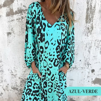 Vestido Safari Mujer Estampado Animal Corte Chic