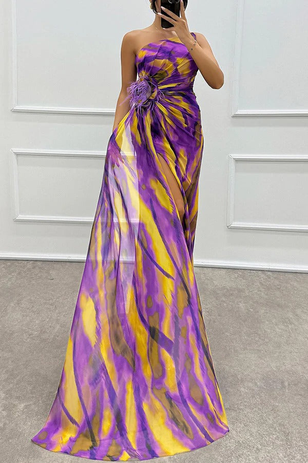 Vestido largo Mujer Asimétrico con Abertura Alta