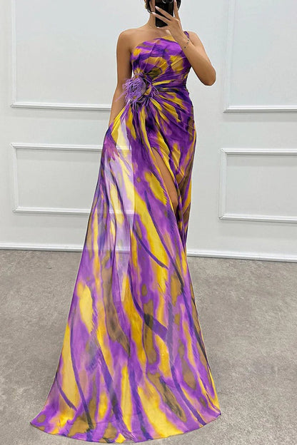 Vestido largo Mujer Asimétrico con Abertura Alta
