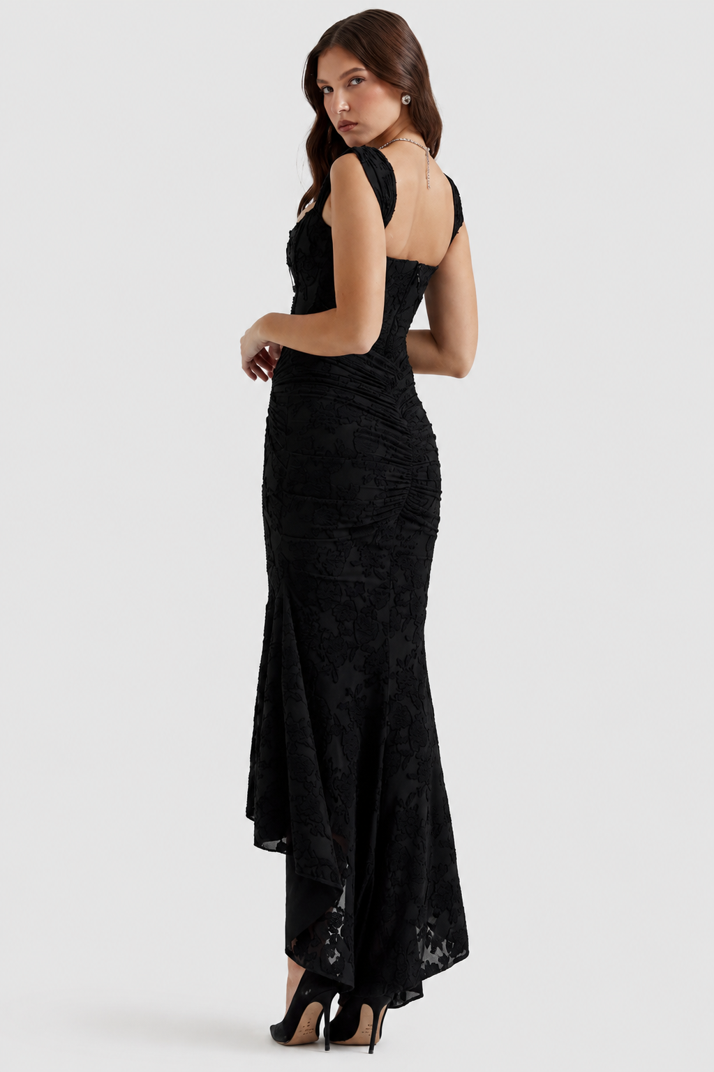 Vestido largo Mujer de encaje sin mangas