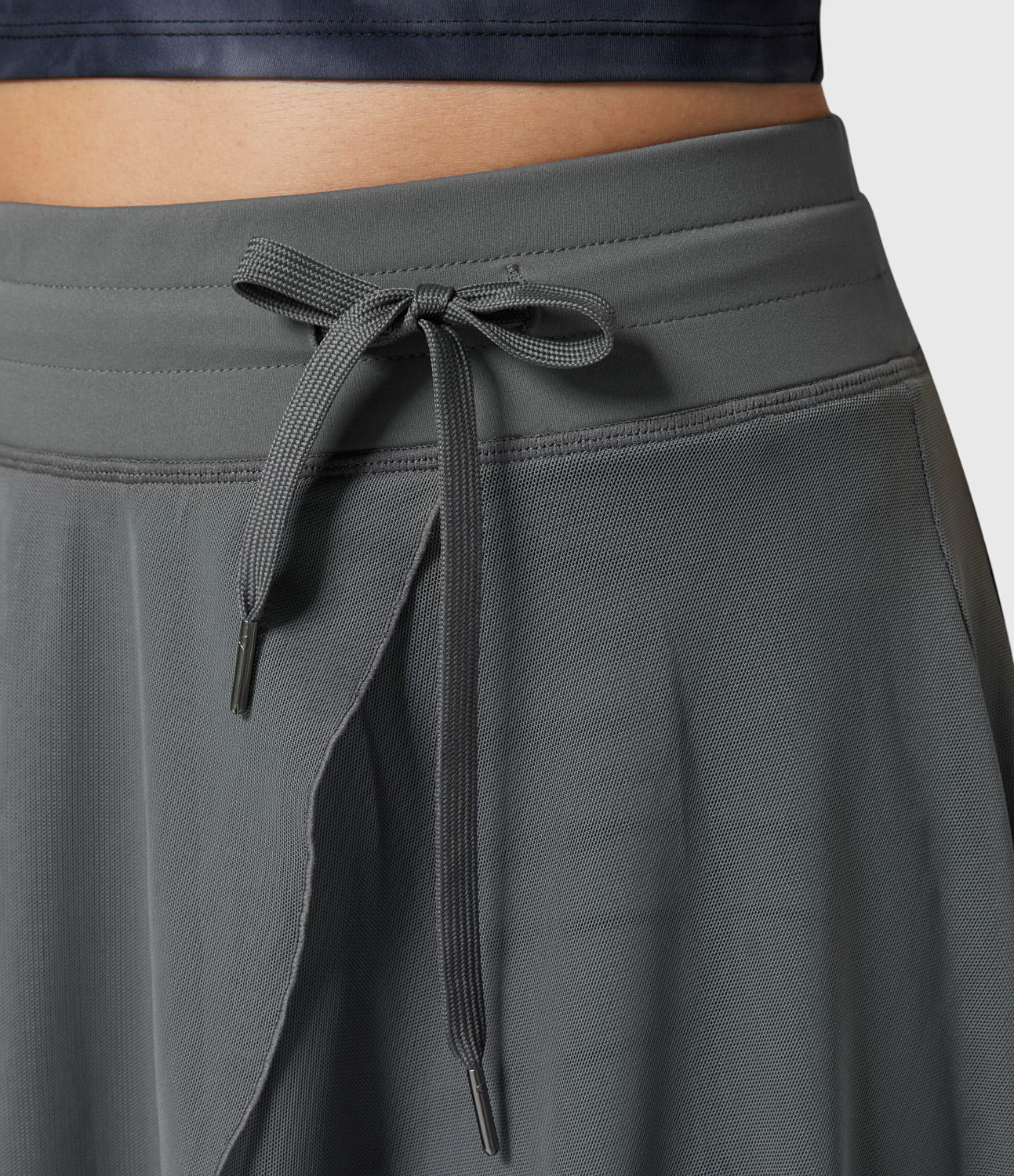 Falda Midi Mujer Talle Alto Cordón Ajustable Acampanada