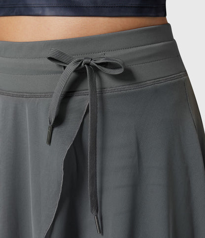 Falda Midi Mujer Talle Alto Cordón Ajustable Acampanada