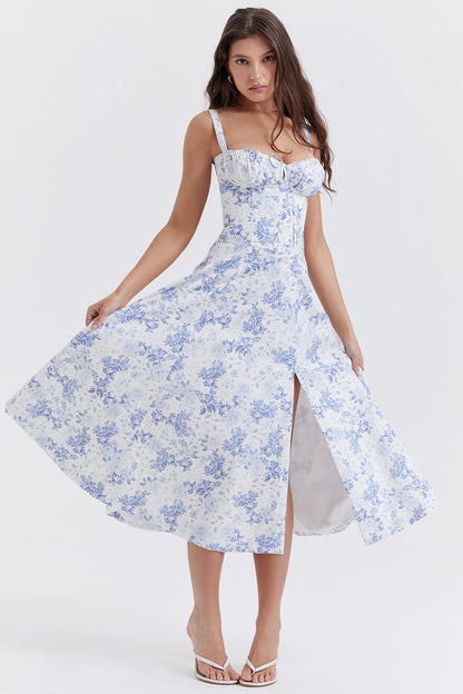 Vestido Midi Mujer de Corsé Ajustado Tirantes Primavera Verano