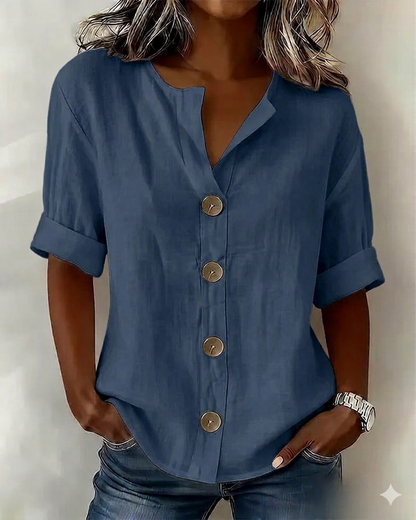 Blusa Mujer Algodón Botones Corte Suelto Comoda