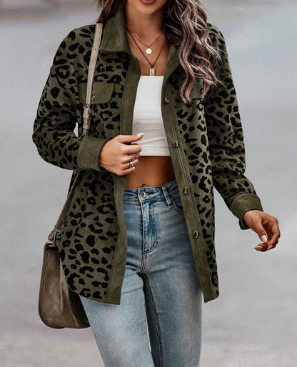 Abrigo Mujer Estampado Animal Corte Recto