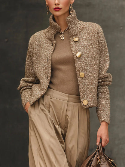 Chaqueta Mujer Texturizada con Botones Grandes Ajuste Elegante