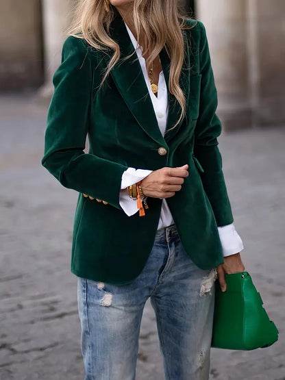 Blazer Mujer de Terciopelo Elegante Corte Clásico