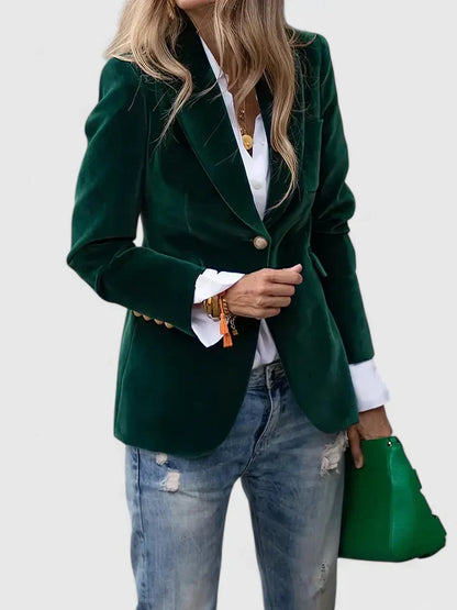 Blazer mujer con solapa de tejido estructurado corte clásico