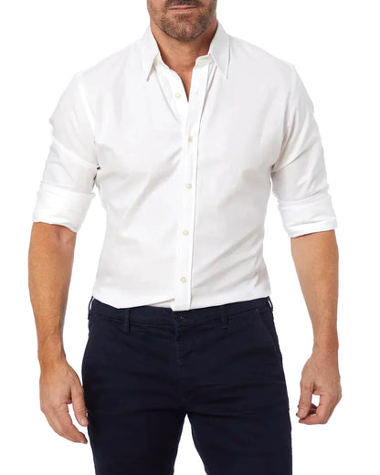 Camisa Hombre Manga Larga Cremallera Cuello Clásico