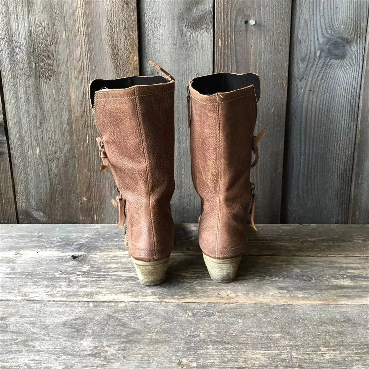 Botas Mujer Tacón Bajo Hasta Pantorrilla Estilo Elegante