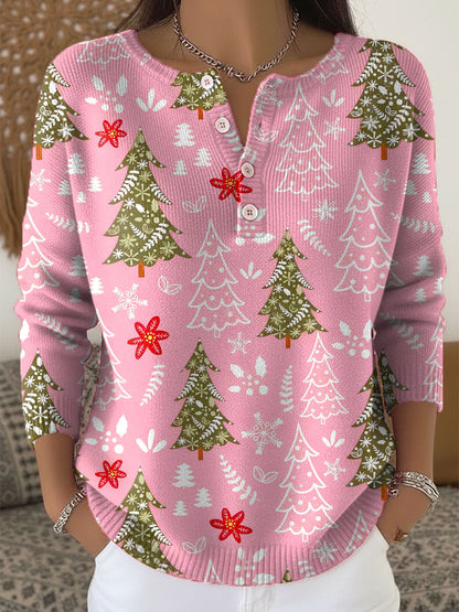 Jersey Mujer con Botones Estampado Festivo Invierno