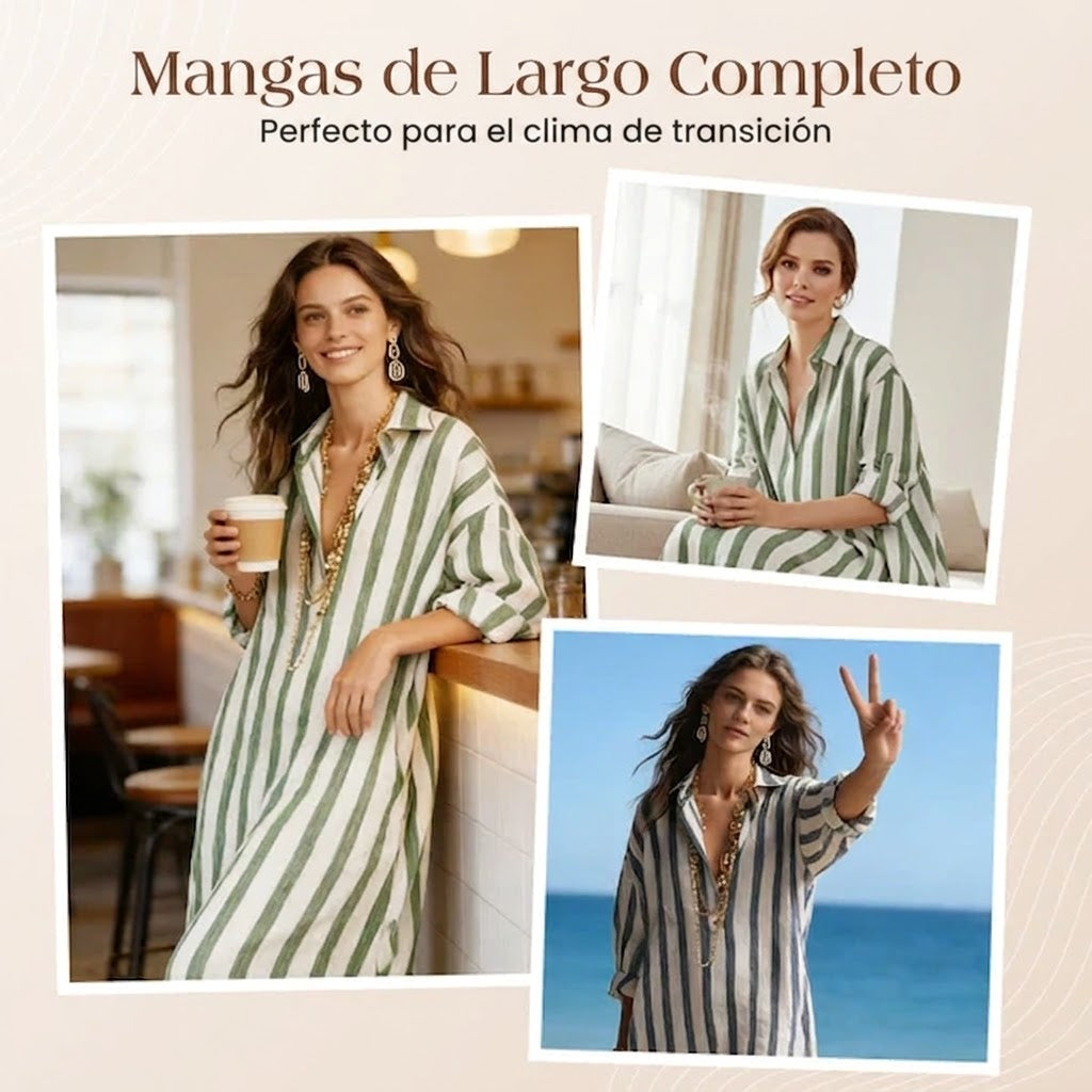 Vestido camisero mujer de rayas largo