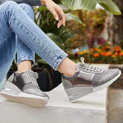 Zapatillas Mujer con Cuña y Diseño Deportivo Elegante