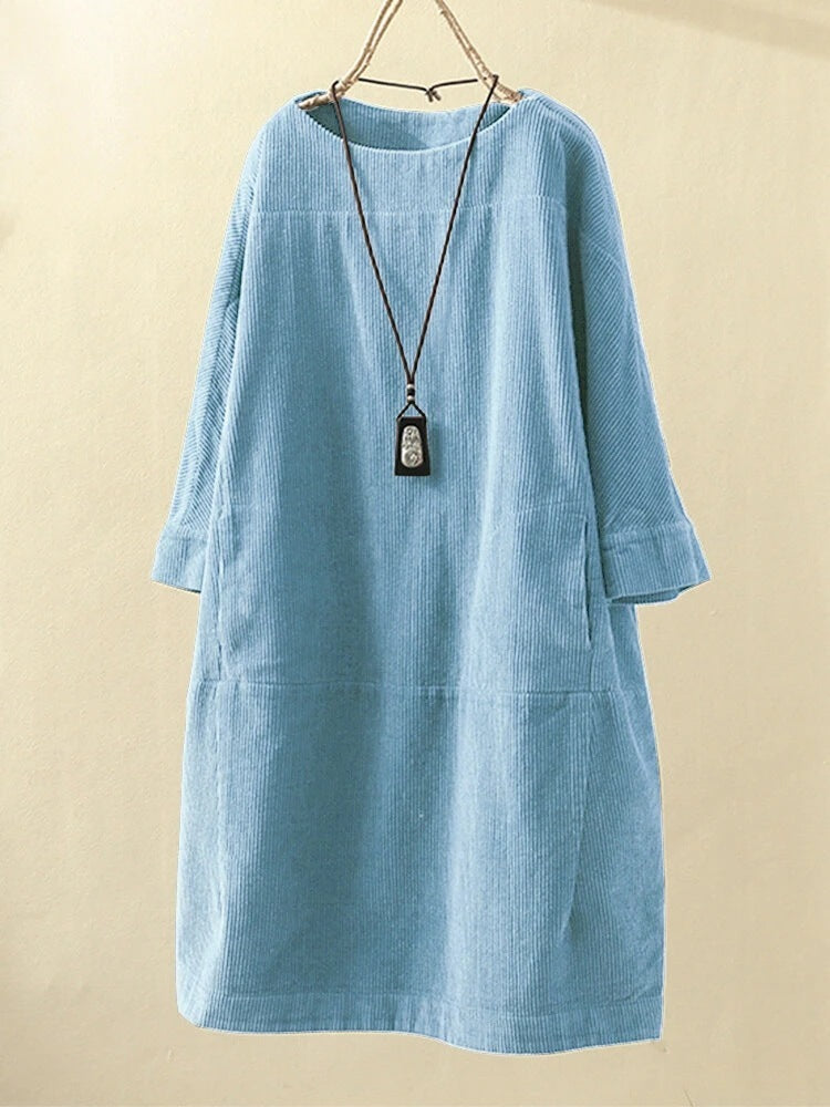 Vestido midi Mujer de Tencel Corte Favorecedor