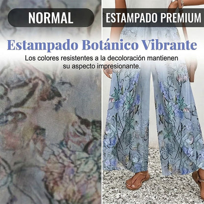 Pantalón Mujer Fluido Estampado Cordón Ajustable