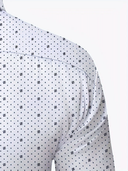 Camisa Hombre Microdibujo Slim Fit Manga Larga