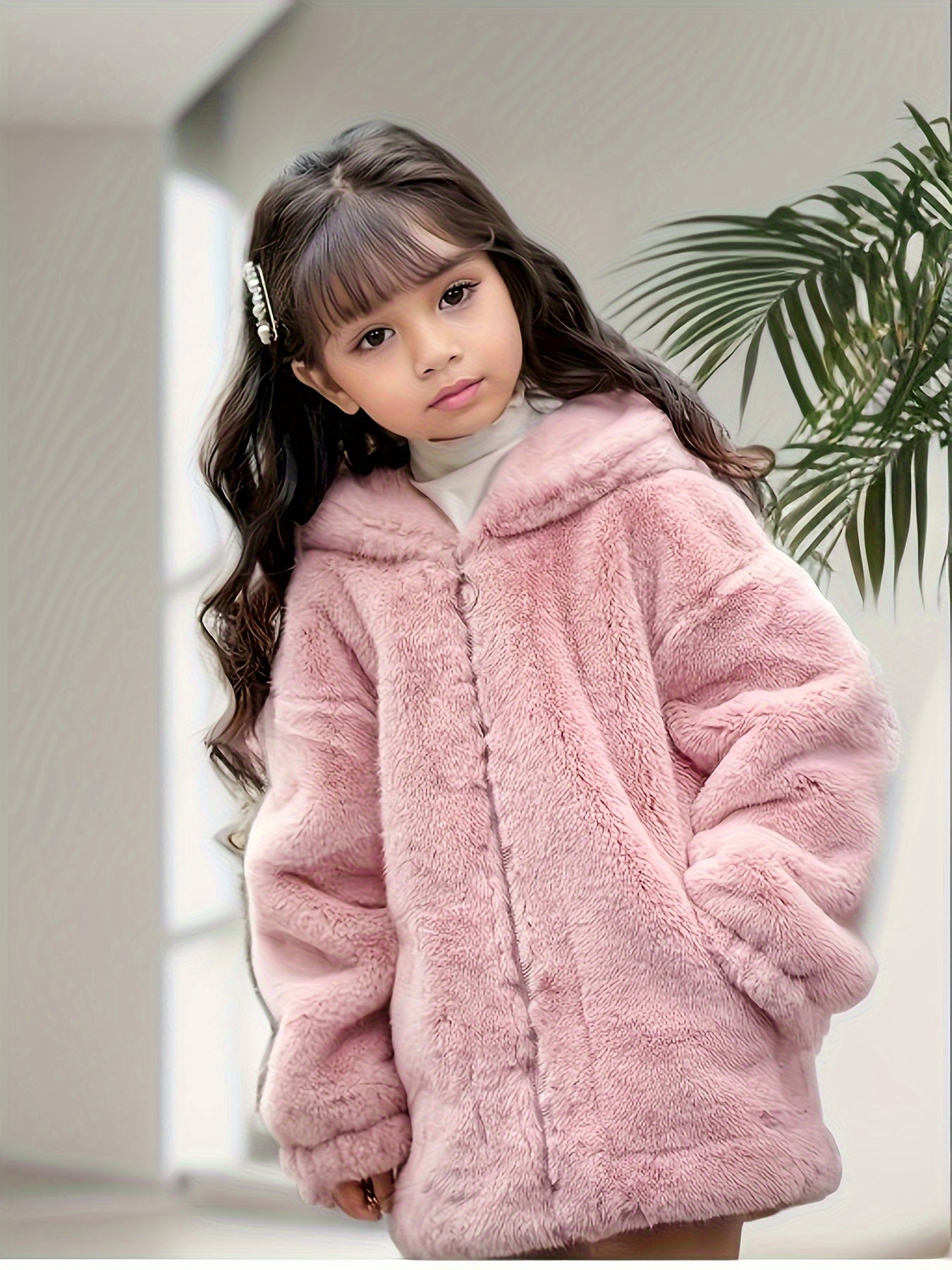Chaqueta Niña de Felpa con Capucha y Orejitas