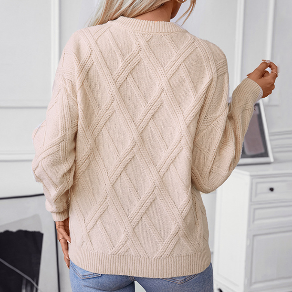 Jersey Mujer de Punto Trenzado Ajuste Regular
