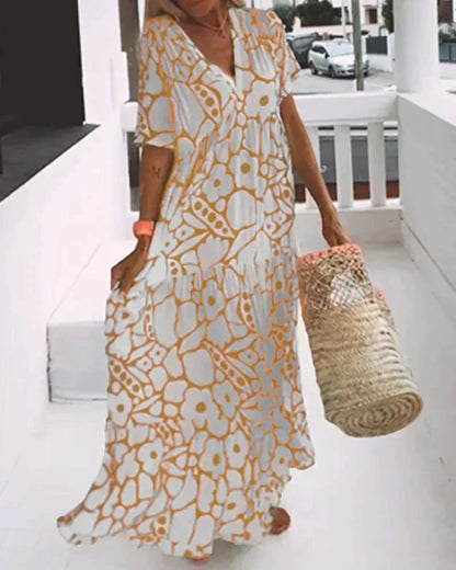 Vestido largo mujer fluido estampado gráfico verano
