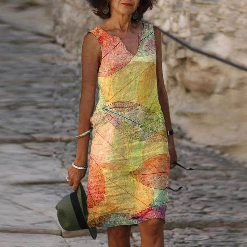 Vestido Minivestido Mujer Escote en V Sin Mangas - Mavetta