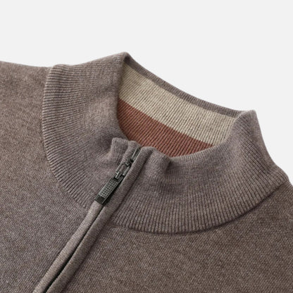 Suéter Hombre Lana Merino Media Cremallera Cuello Semi Alto