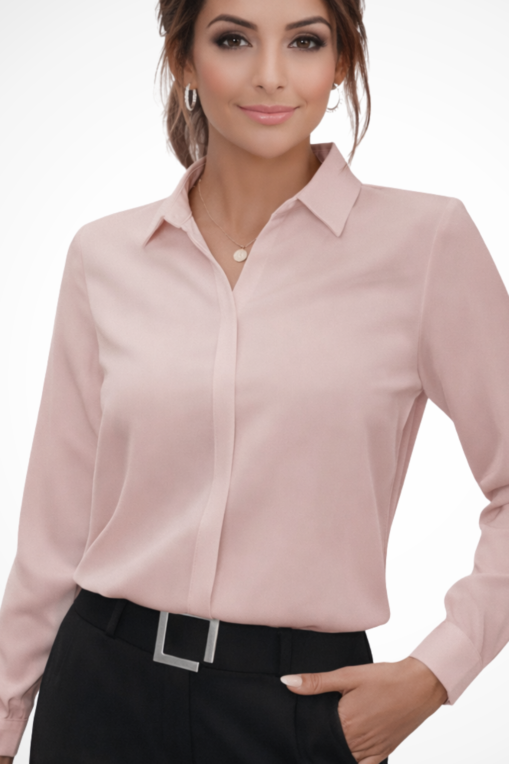 Blusa Mujer Manga Larga Algodón Cuello Clásico