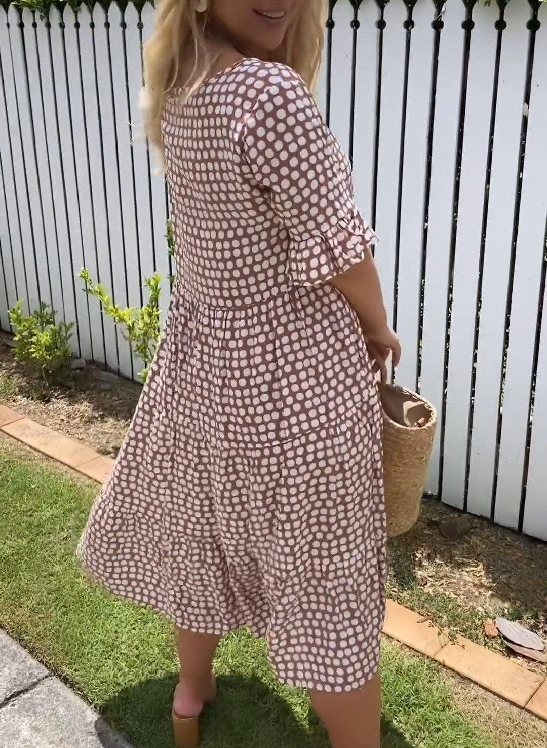 Vestido midi mujer Manga corta Sofisticado Ajuste versátil