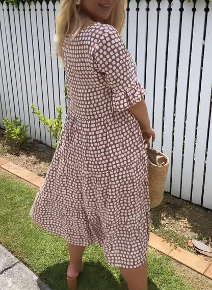 Vestido midi mujer Manga corta Sofisticado Ajuste versátil