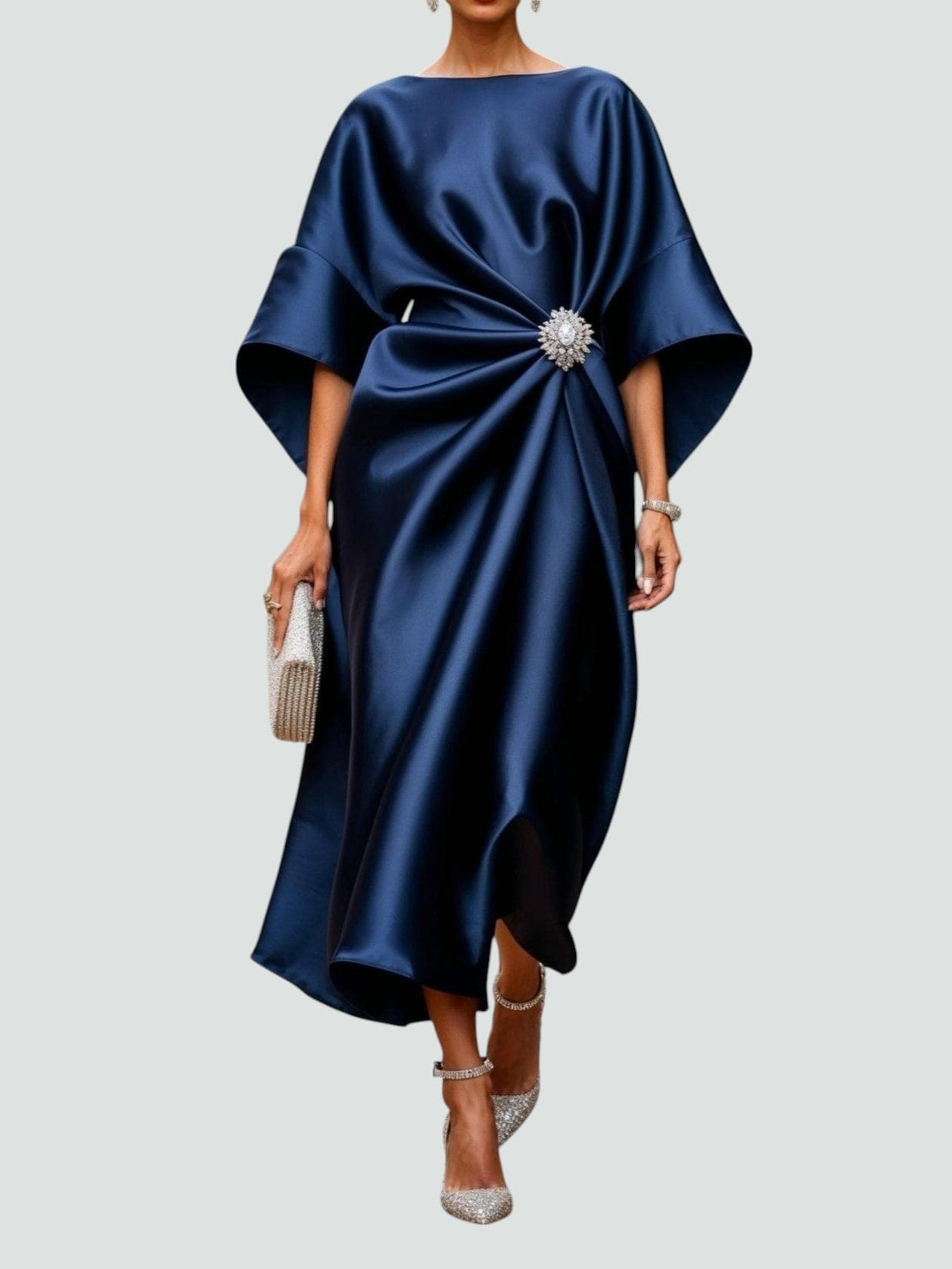 Vestido Midi Mujer Satinado Diseño Fluido Ajuste Sofisticado - Mavetta
