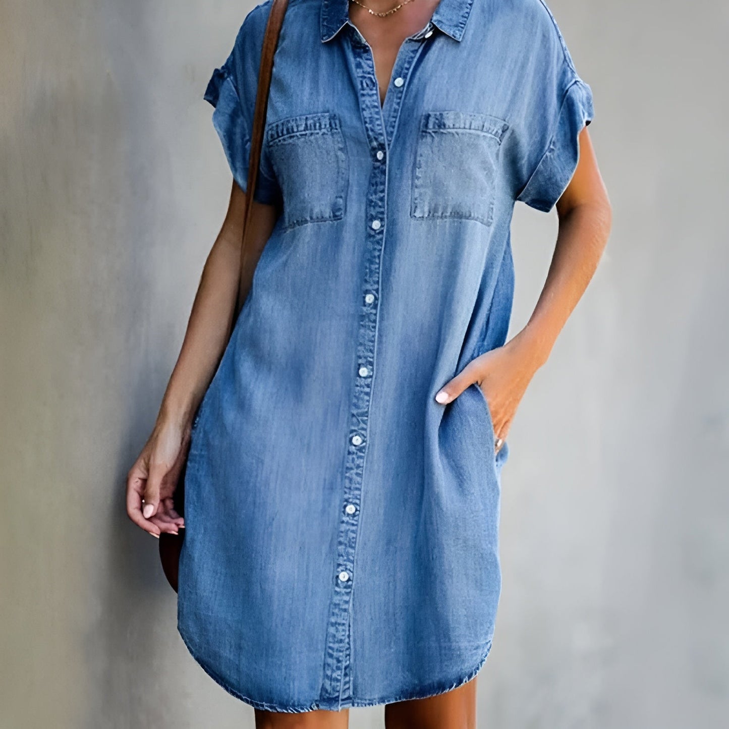 Vestido camisero mujer con botones manga corta
