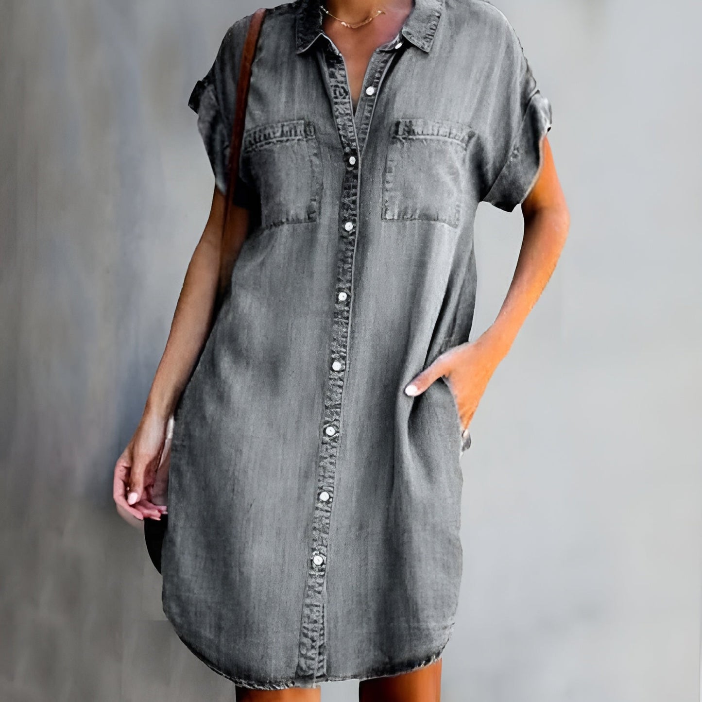 Vestido camisero mujer con botones manga corta