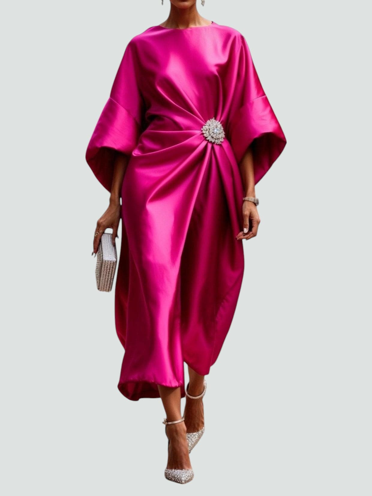 Vestido midi mujer con nudo frontal elegante moderno