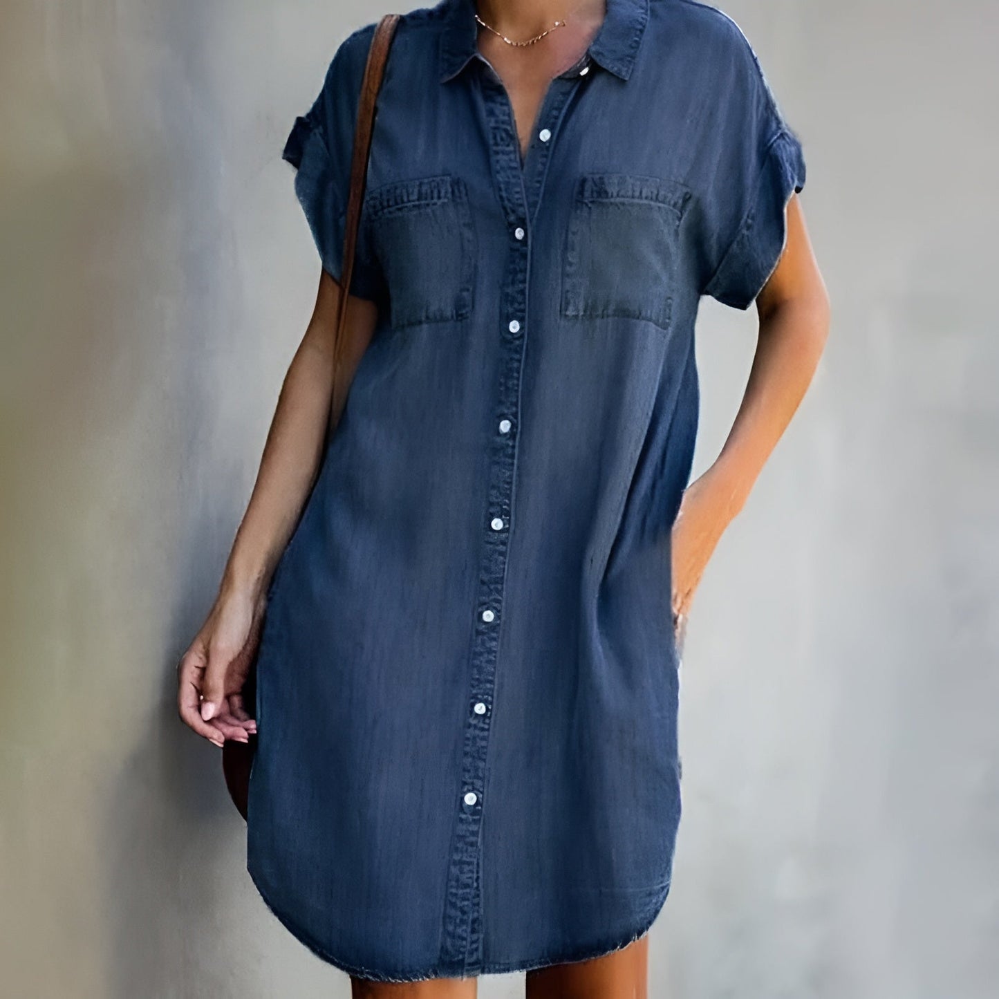 Vestido camisero mujer con botones manga corta - Mavetta