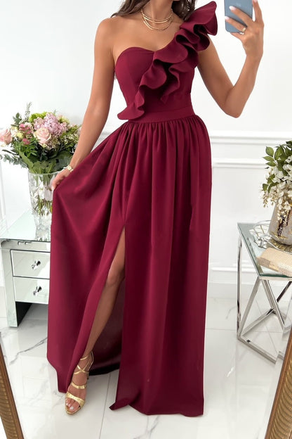 Vestido maxi mujer de un solo hombro ajustado