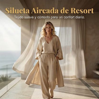 Conjunto Mujer Tres Piezas Elegante Ajuste Clásico