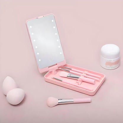 Set de brochas maquillaje Unisex con estuche compacto viaje