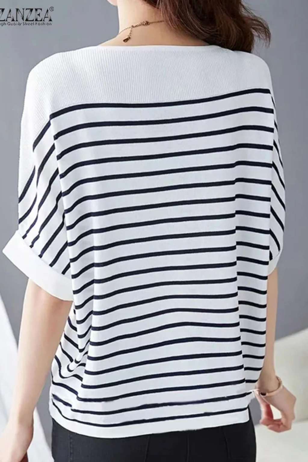 Camiseta Mujer de Algodón Cuello Redondo Ajuste Oversize