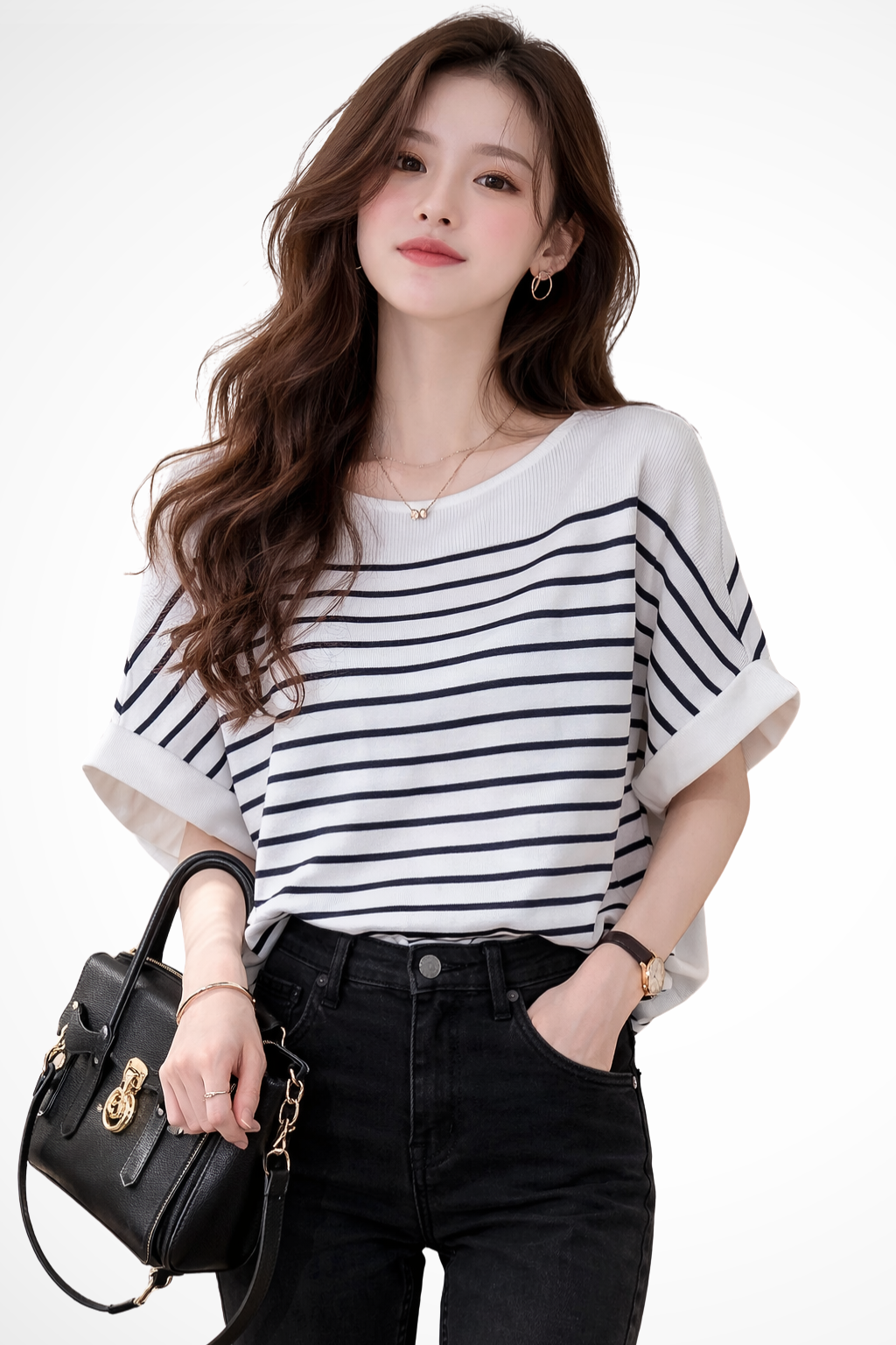 Camiseta Mujer de Algodón Cuello Redondo Ajuste Oversize