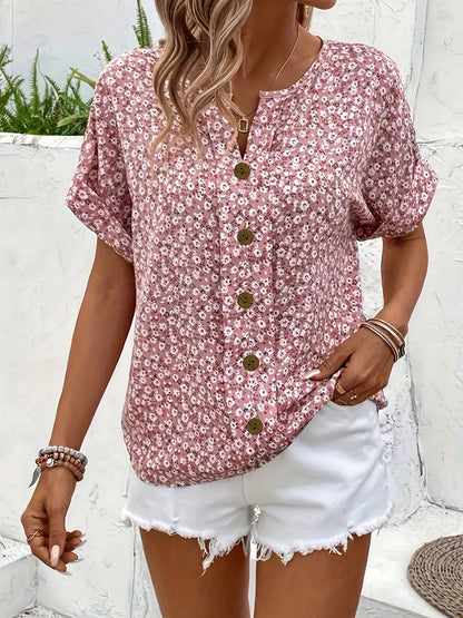 Mujer Estampado Floral Cierre de Botones