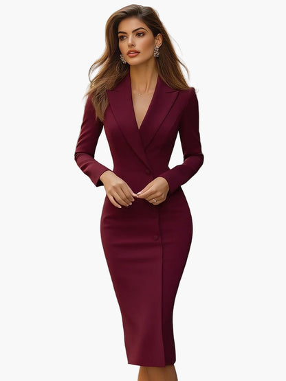 Vestido Blazer Mujer con Botones Corte Ajustado