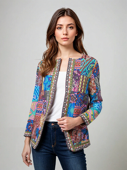 Blazer Mujer Estampado Artistico Acabado Ajuste Slim - Mavetta