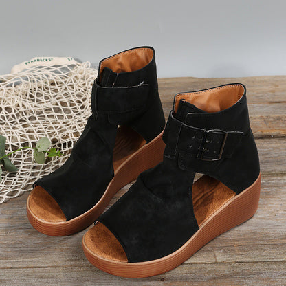 Sandalias Cuña Mujer de Piel Comodas Verano