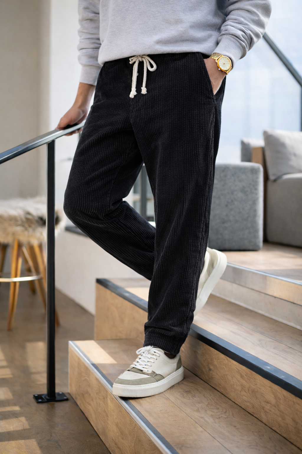 Pantalones Hombre de Pana Comodos Corte Regular