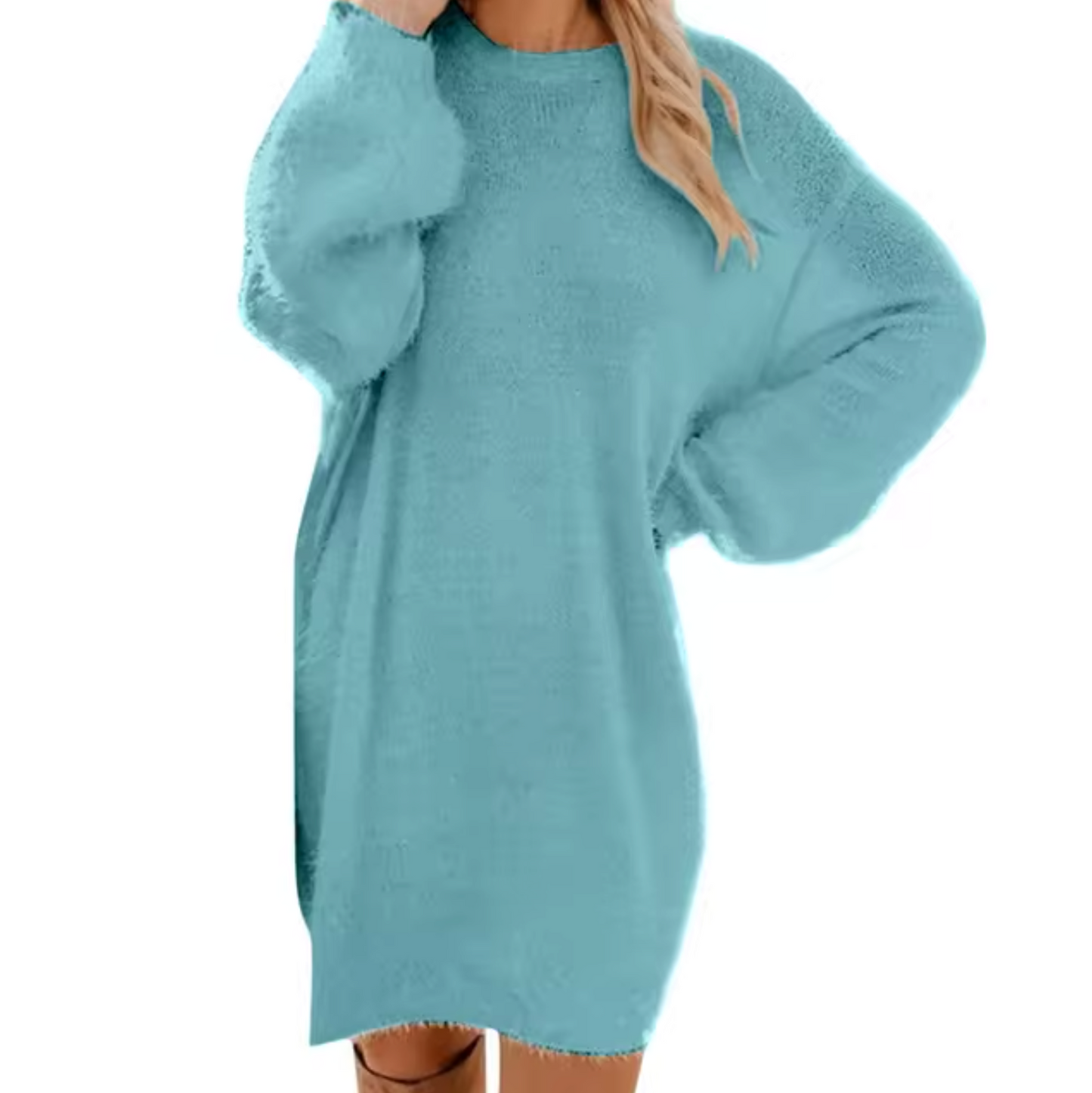 Vestido Casual Mujer de Punto Suave Ajuste Regular