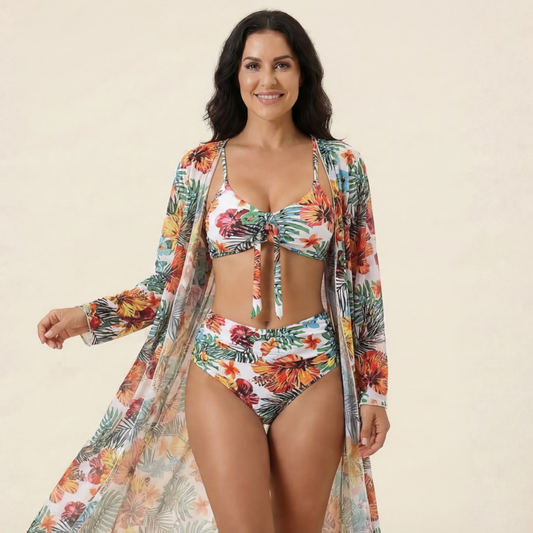 Bikini Mujer Tropical con Kimono a Juego - Mavetta