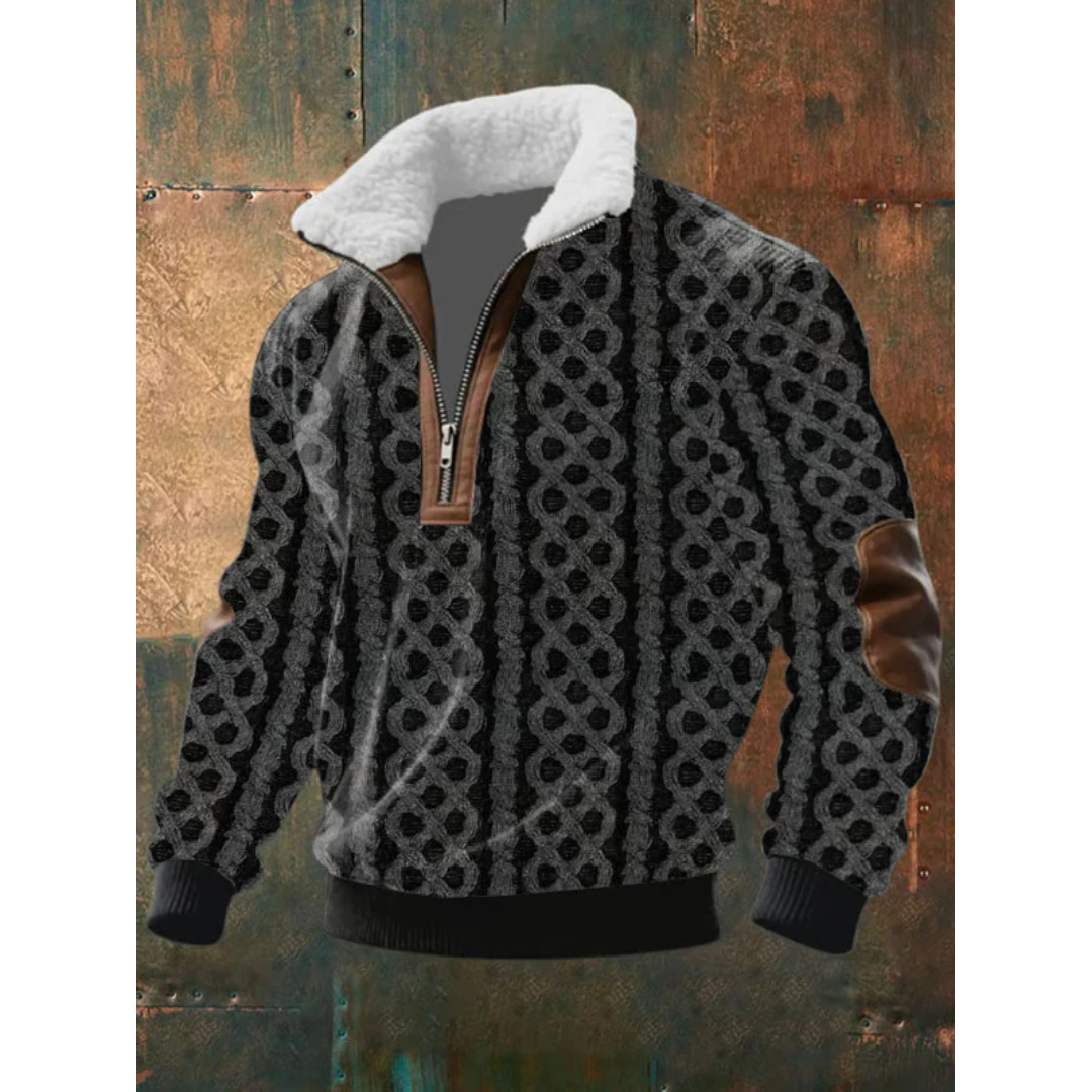 Suéter hombre forro polar cremallera cuello alto cálido